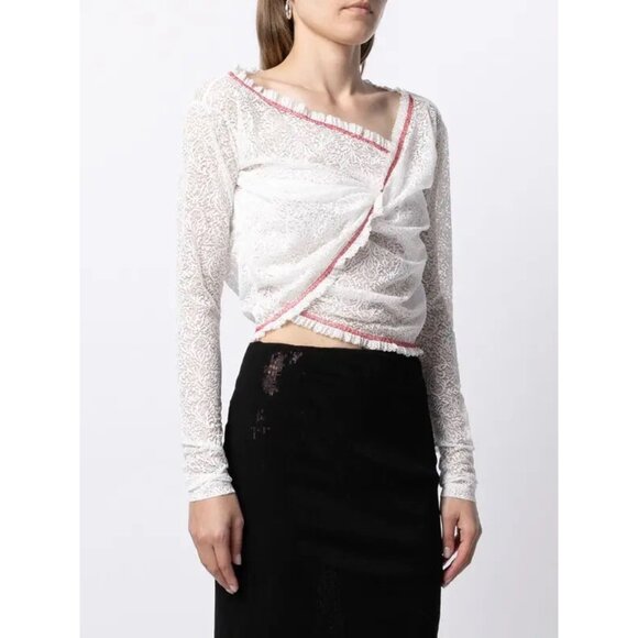 Y/PROJECT WHITE TWISTED LACE L/S TOP, MEDIUM - Picture 7 of 12